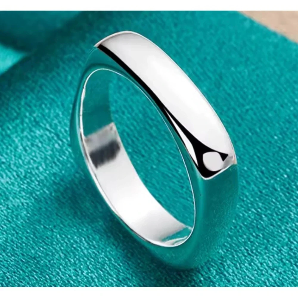 NEW Square 925 Sterling Silver‎ Ring Statement Band Minimalist Jewelry, Size 7